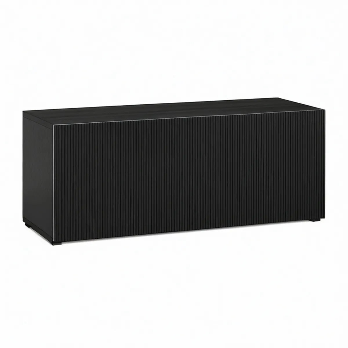 Móvel de TV em MDF Preto com Portas Caneladas, 160 x 40 x 60 cm