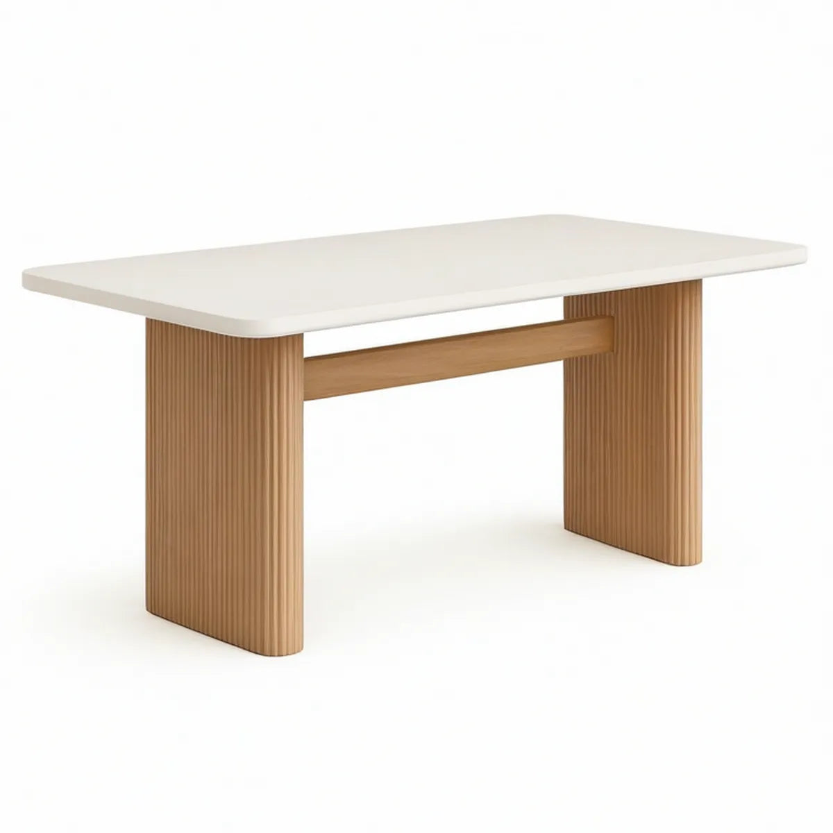 Mesa Retangular Branca e Carvalho Natural 140 x 80 x 75 cm