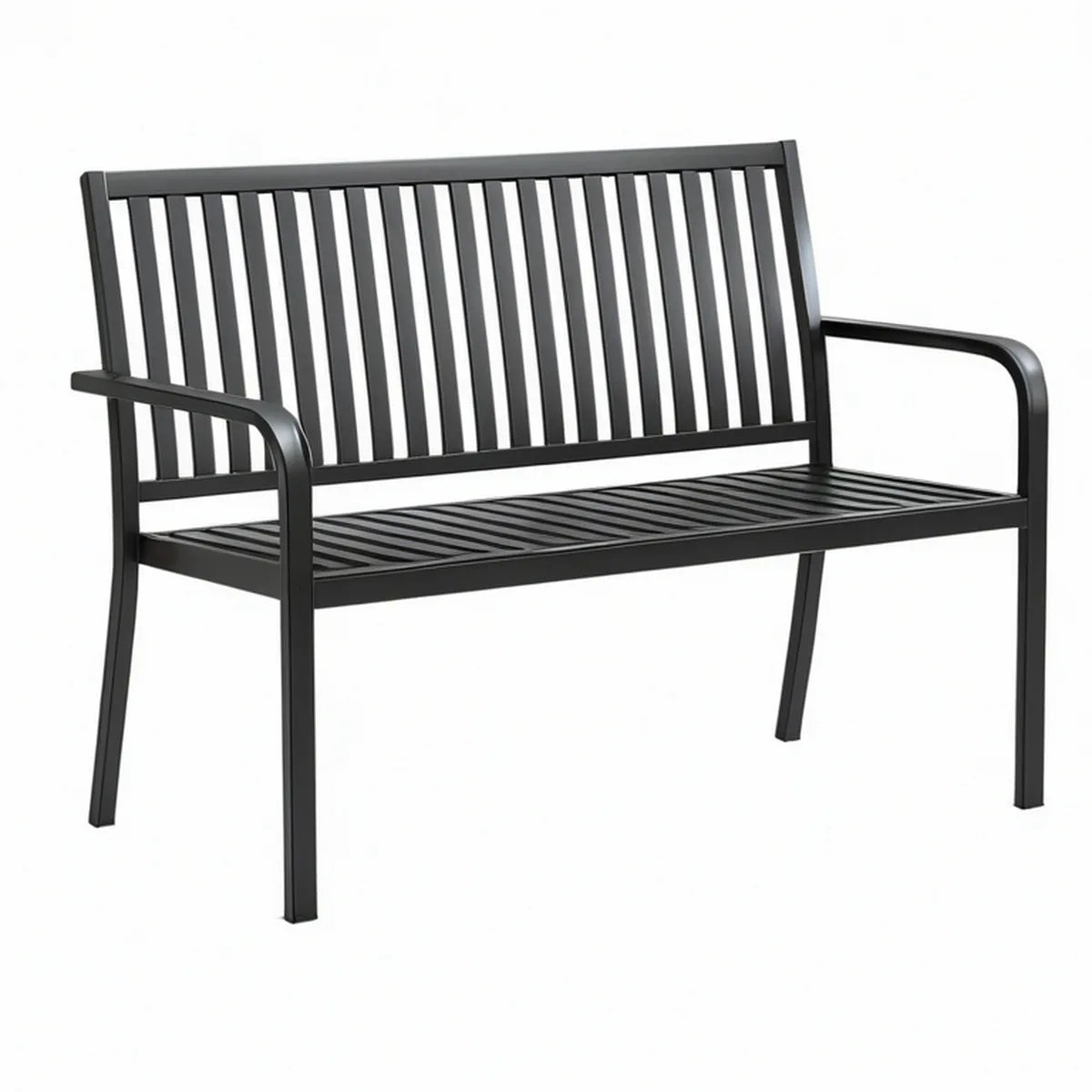 Banco de Jardim de 2 Lugares em Aço Preto 120 x 60 x 87 cm