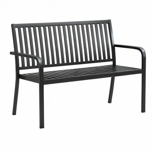 Banco de Jardim de 2 Lugares em Aço Preto 120 x 60 x 87 cm