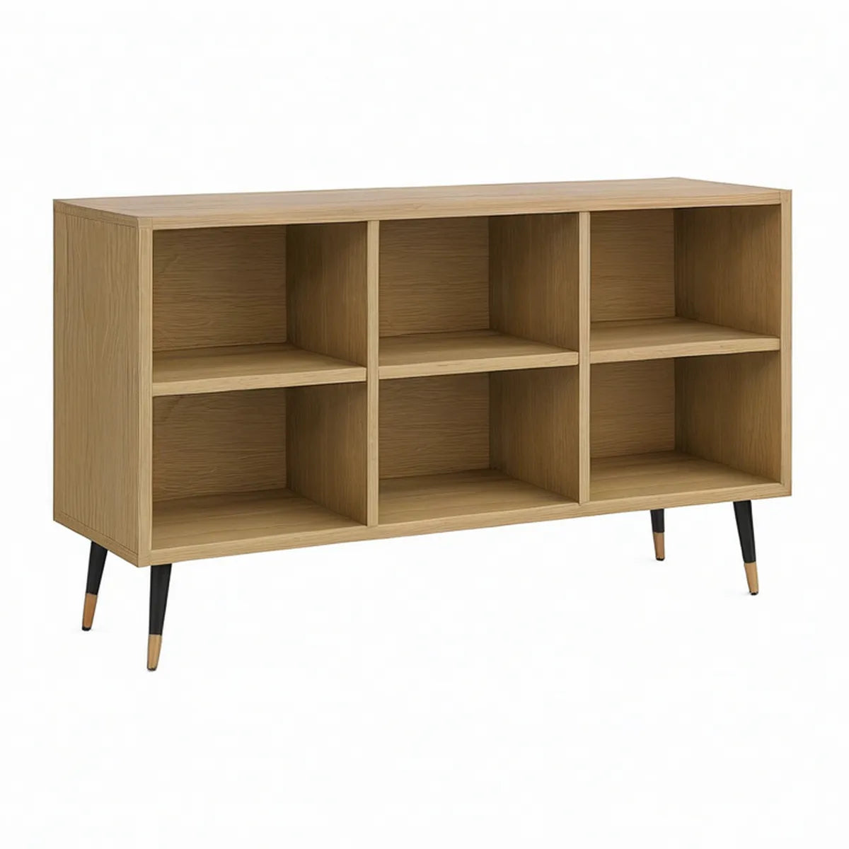 Móvel de TV em MDF Melaminado Carvalho Natural com 6 Nichos, 120 x 40 x 75 cm