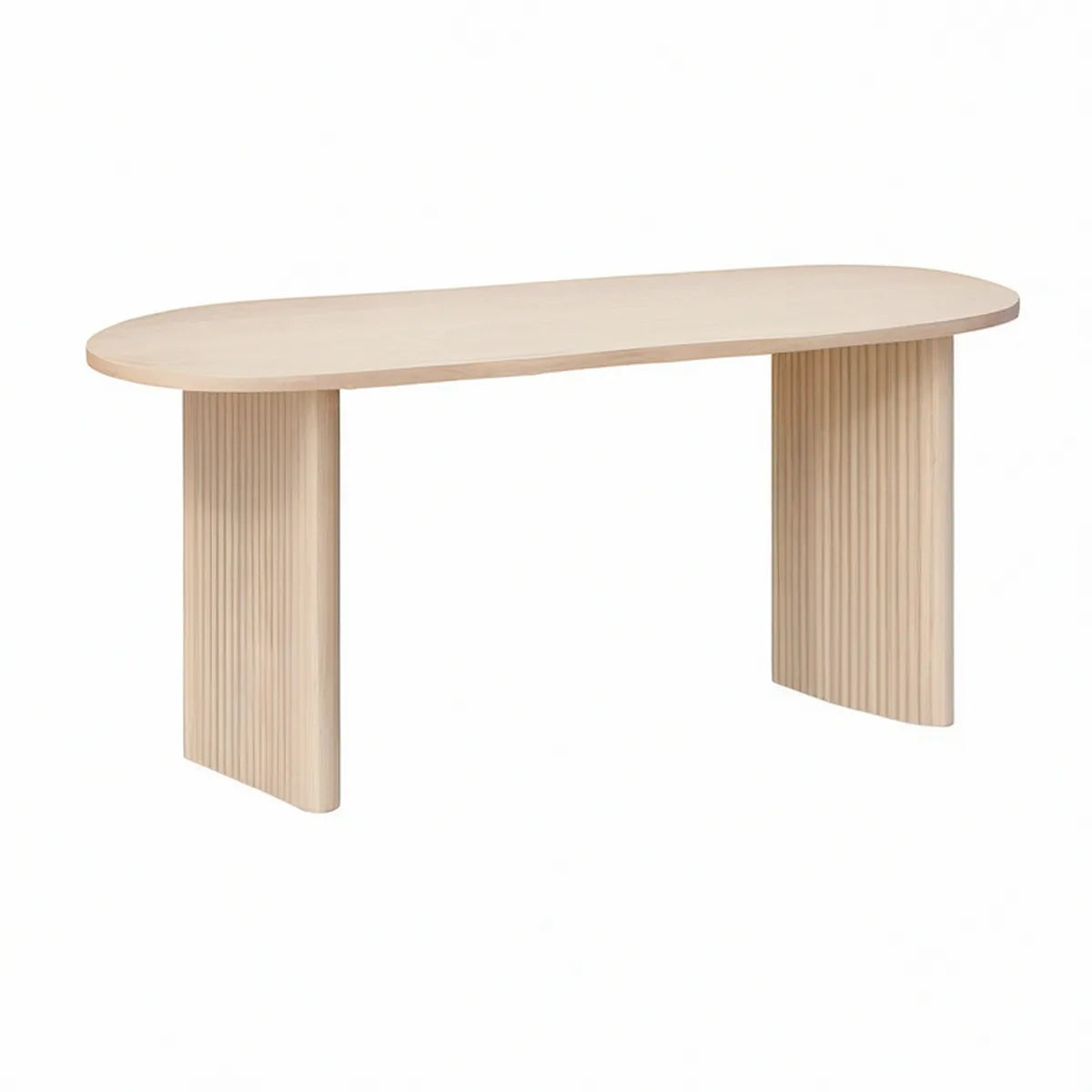 Mesa de Jantar Oval 180 x 90 x 75 cm em MDF com Melamina Efeito Carvalho Bege