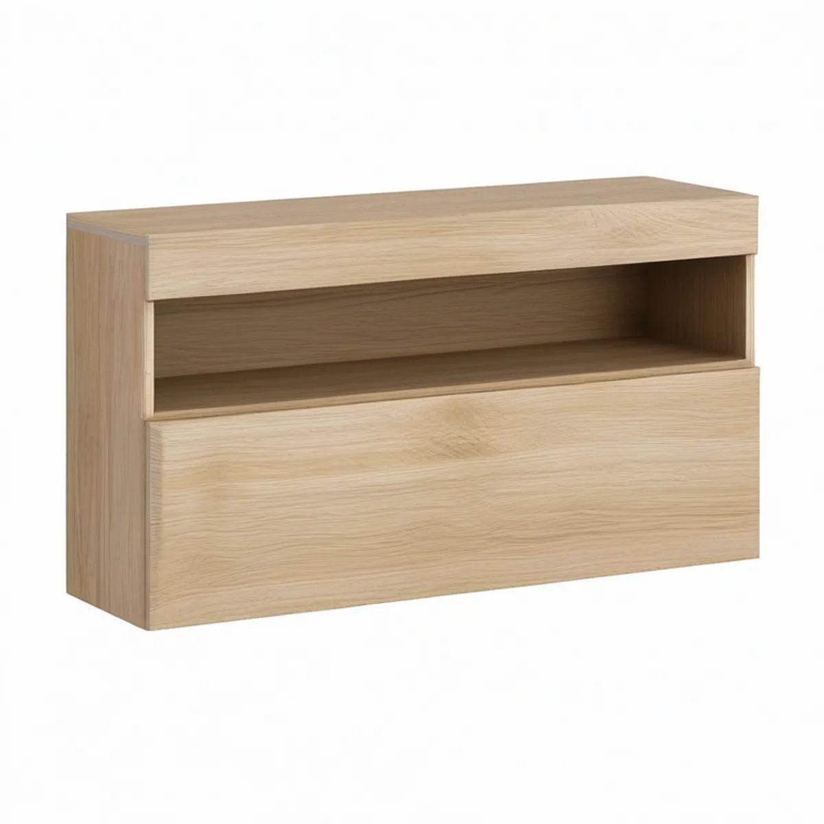 Móvel de TV Retangular em MDF Melaminado Carvalho Claro com Gaveta e Nicho, 120 x 40 x 40 cm