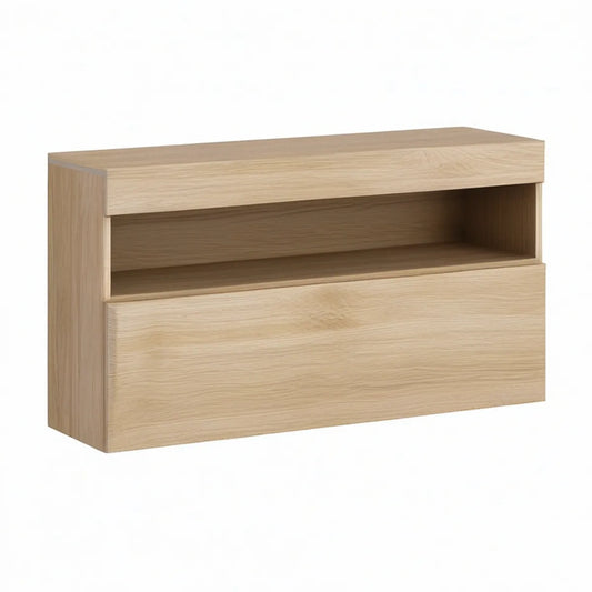 Móvel de TV Retangular em MDF Melaminado Carvalho Claro com Gaveta e Nicho, 120 x 40 x 40 cm