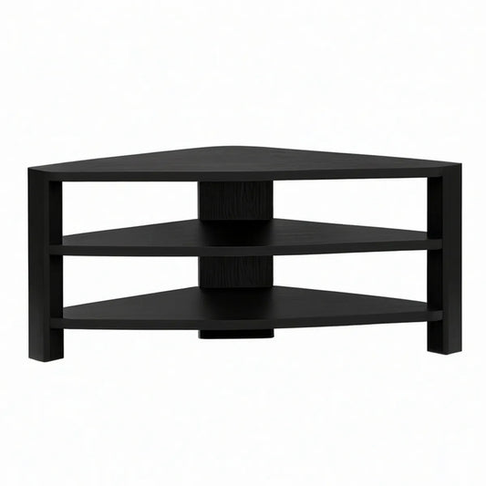 Móvel de TV de Canto com 3 Prateleiras em MDF Preto 110 x 45 x 60 cm