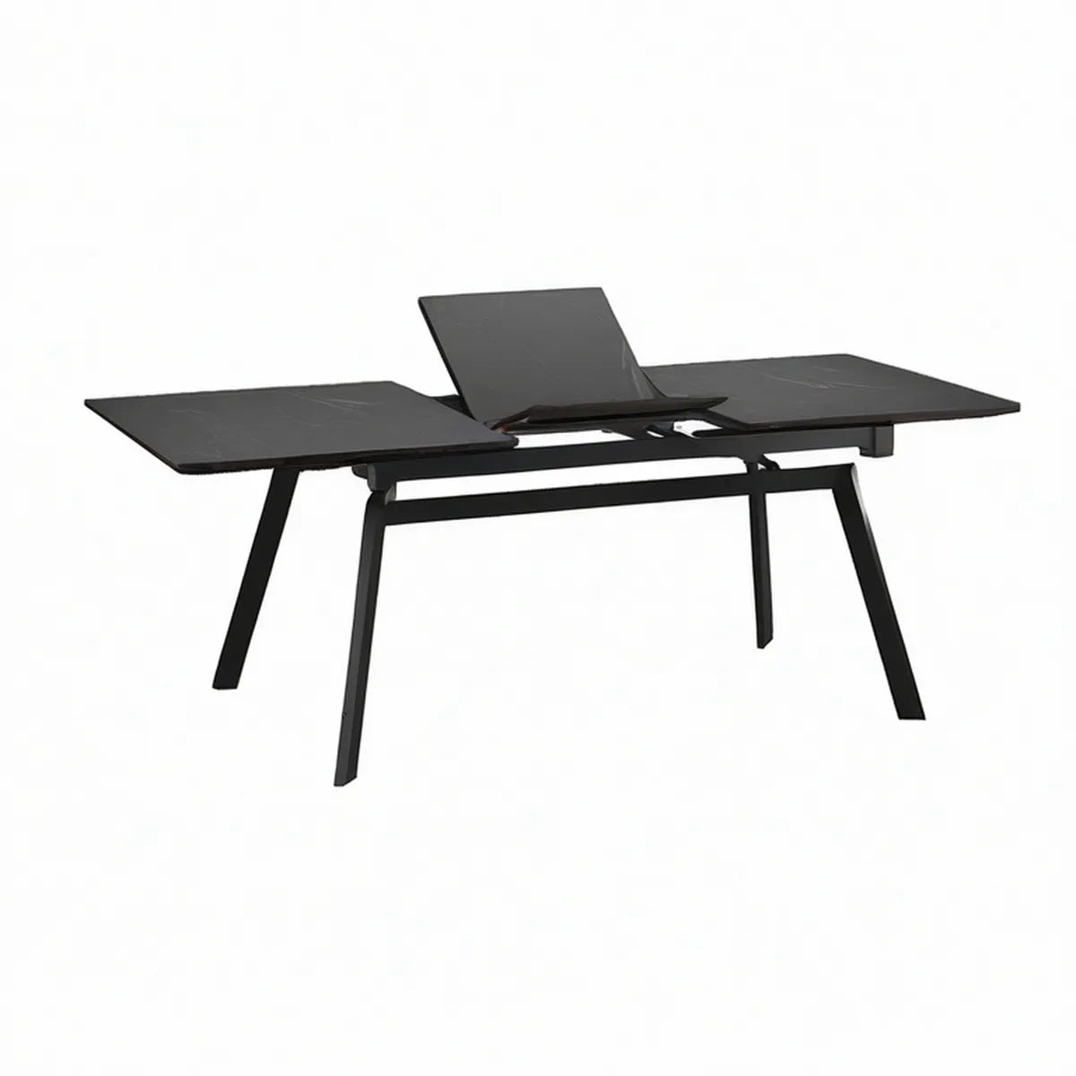 Mesa Extensível Retangular de Jardim em Alumínio e Cerâmica Preta 160-200 x 90 x 75 cm