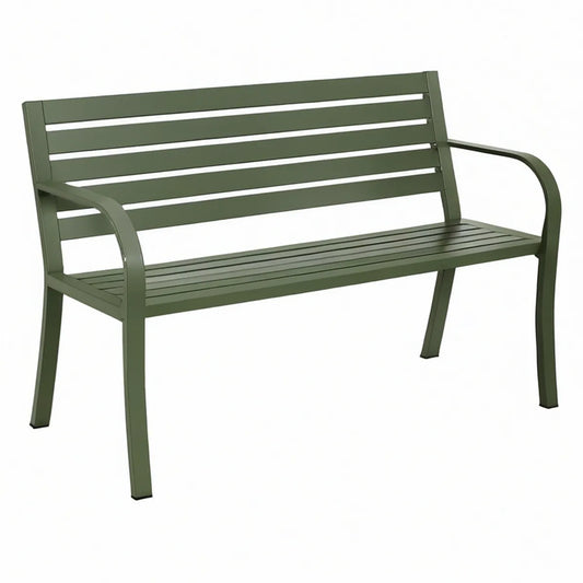 Banco de Jardim em Aço Verde 119 x 65 x 83 cm com Braços